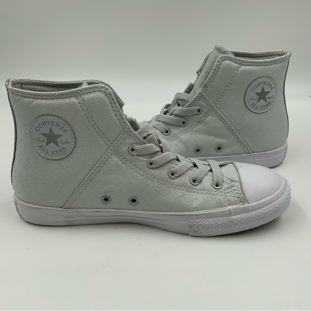 Converse All‎ Star High Top Zipper Silver Glitter Sneakers. Juniors Size 6.